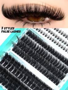 LASVIREY 204 miếng lông mi giả chùm C Curl độ dài hỗn hợp, phong cách tự nhiên, mềm mại và thoải mái, lông mi chùm đơn, mỏng và nhọn, 3 kiểu DIY nối mi tại nhà, lông mi dưới, đuôi nâng cao giúp kéo dài dáng mắt, kiểu ngẫu nhiên, vật dụng du lịch thiết yếu, phù hợp cho lễ hội - C - Xem 14