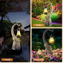 Bronze Elephant Lantern Garden Statue, Resin Hanging Lamp Decor For Patio Lawn Yard, IP44 Waterproof - 青銅象燈 - 查看 7
