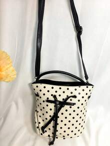 Bolso cubo de lunares estilo japonés & coreano minimalista Ins lindo nicho verano nuevo bolso pequeño versátil de lunares lindo - Blanco - Ver 6