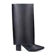 Domidona Women's High-Top Cover Boot With Block Heel And Pointed Toe - Black - View 4