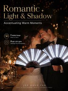1件 LED折疊扇 發光嘉年華派對扇 LED手扇 舞台表演發光扇 生日派對禮物 婚禮居家裝飾 夜店螢光道具 派對舞台表演舞蹈道具 萬聖節聖誕禮物 - LED發光扇子 - 查看 4