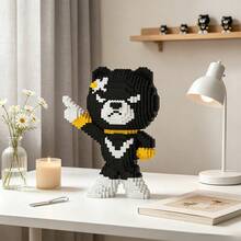 Kit de 5000 piezas de bloques de construcción de micro partículas con diseño de oso negro, gran figura de oso ensamblada DIY, adorno decorativo estético para la habitación, juguete antiestrés, regalo perfecto de cumpleaños y vacaciones para adolescentes y adultos, decoración de escritorio para dormitorio y sala de estar - Multicolor - Ver 2