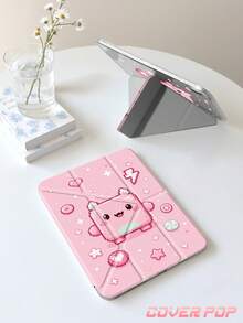 Pink Pixel Monster Tablet Protective Case Compatible With IPad 9.7/10.2/10.5/10.9/12.9/Pro 11, 10th Gen, 11(A16)2025(11 Inch), Suitable For Samsung Galaxy Tab S6 Lite 10.4 Inch, Suitable For Kindle Paperwhite 12th Gen 2024, Kindle (11th Gen-2024 Release), Shockproof, Stand/Auto Wake/Sleep, Y-Fold Tablet Cover, Multiple Viewing Angles, Party Birthday Gift, Highly Attractive Aesthetic Gift - Multicolor - View 4