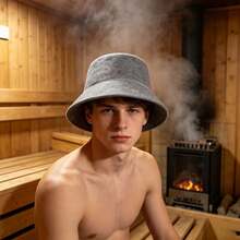 2 pièces/Set Chapeau de sauna en feutre, chapeau de banya respirant et isolant thermique, chapeau seau de SPA anti-transpiration, convient pour la salle de sauna, la salle de vapeur, les sources chaudes, unisexe - couleur unie - Voir 3