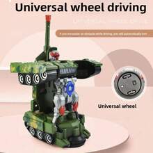 Novo Brinquedo de Tanque de Combate Militar Elétrico Transformável para Crianças com Rodas Omnidirecionais, Movimento Livre, Luzes e Efeitos Sonoros Integrados, Asas Auto-Expansíveis, Robô de Montagem Destacável, Veículo Blindado Camuflado, Tanque de Mísseis, Suave e Sem Arranhões, Durável, Anti-Colisão, Brinquedo Educativo Interativo para Meninos, Presente para Brincadeiras Internas e Externas (3 Pilhas AA Necessárias) - Multicolorido - Visão 13