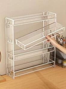 1pc 4-Tier Transparent Acrylic Tea Bag Storage Rack, Layered Storage Compartments, Suitable For Home Kitchen Countertop And Vanity, Wall-Mounted Storage, Can Be Used For Personal Display Cabinet, Fashion Glasses And Small Items - Transparent - View 15