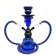 Pequeñas cachimbas de vidrio de un solo tubo y de doble tubo en stock, juego completo de accesorios portátiles para cachimba en color blanco. - rosa - Ver 3