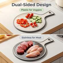 Stainless Steel Cutting Board - Double-Sided Heavy Duty Chopping Board, Rounded Edges And Non-Slip Base Design, Large Stainless Steel Kitchen Cutting Board Suitable For Home And Restaurant, Dishwasher , Hygienic And Easy To Clean, Durable And Stable For Meat, Vegetables, Cheese Slicing - Ideal Choice For Chefs And Home Cooking, Used For Food And Meat Cutting - Multicolor - View 1