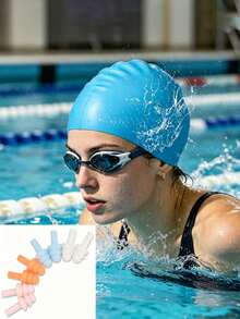 1/10Pcs Premium Silicone Swim Cap For Adults & Teens, Waterproof Elastic Hat With Ear Protection, Fits Long & Short Hair, Windproof Warm For Winter. Anti-Slip High Elastic, No Deformation, Great For Pool, Beach, Surf, Diving, Fitness & Water Sports - Multiple Styles - View 11