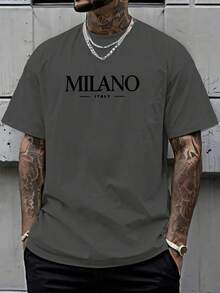 James Arthur Men's "MILANO ITALY" Graphic T-Shirt - White Short Sleeve Crew Neck Casual Tee, Perfect For Summer Weekend Outfits, Summer Casual Wear - 綠色 - 查看 1