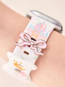 1pc Elegant Castle Pattern Silicone Watch Band, With Bow Decor, Waterproof Dreamy Rose Color Strap, Fit For Apple Watch 38/40/41/42/44/45/46/49mm, Fit For Apple Watch Ultra/SE/Series 11/10/9/8/7/6/5/4/3/2/1, Gift For Girls & Kids - Baby Pink - View 11