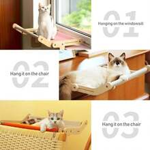 1pc Deluxe Hanging Cat Bed - Detachable, Foldable Hammock For Cats & Small Dogs, Cozy Polyester Pet Nest,Hanging Detachable Washable Folding Cat Ladder,Can Be Paired With A Cat's Self-Entertainment Boredom-Relieving Device. - Gray 1pc - View 6