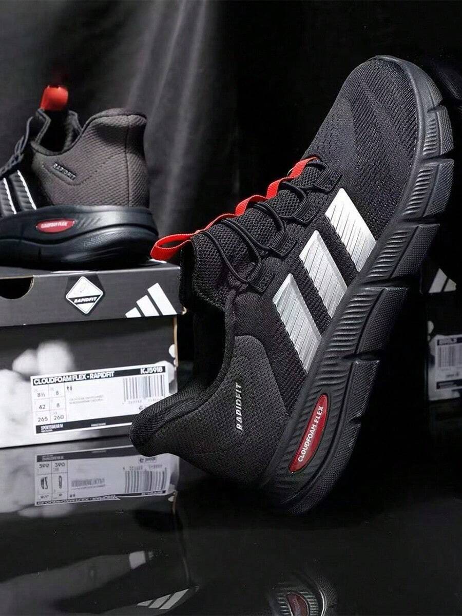Adidas 阿迪達斯健步鞋一腳蹬男女同款2026年新款春季休閒通勤鞋 - 黑色/紅色 - 查看 1
