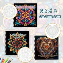 Tlenpo 3pcs/1set, Assorted Pattern Adult Coloring Book - 1 Book 30 Sheets, 8.3x 8.3 Inches, For Adults To Relieve Stress, Anxiety And Other Emotions, Holiday Gift, Back To School Gift, Christmas Gift, Halloween Gift, Perfect Choice For Many Holiday Gifts (Accessories Not Included) - L - View 3