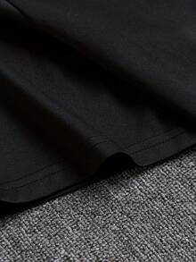 Un conjunto de manga corta para mujer, elegante e casual, , fabricado con material suave y transpirable, ideal para el ocio - negro+negro - Ver 4