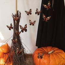 A Set Of 12pcs 3D Skeleton Butterfly Stickers For Halloween Wall Decoration - Multicolor - View 5