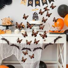 A Set Of 12pcs 3D Skeleton Butterfly Stickers For Halloween Wall Decoration - Multicolor - View 4