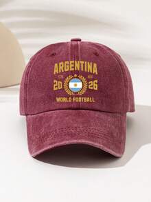 1件時尚簡約水洗棒球帽，印有「ARGENTINA」圖案，四季通用裝飾風格，美式復古運動風，男女通用時尚必備單品，適合送給家人與朋友的禮物 - 水洗帽3 - 查看 14