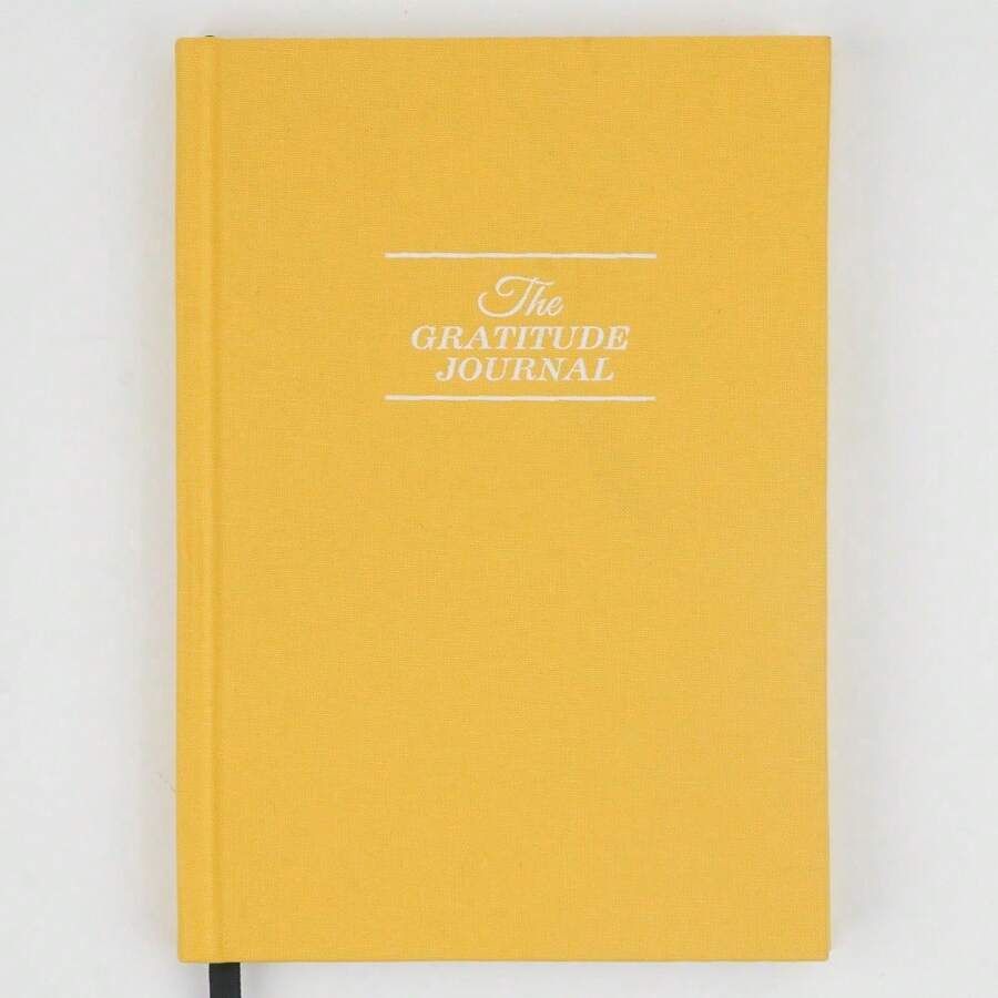 1pc Linen Cover English Version A5 Daily Self-Care Gratitude & Reflection Journal - Yellow - View 1