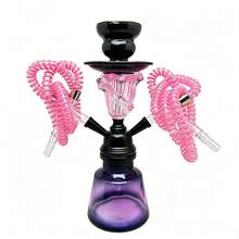 Pequeñas cachimbas de vidrio de un solo tubo y de doble tubo en stock, juego completo de accesorios portátiles para cachimba en color blanco. - rosa - Ver 1