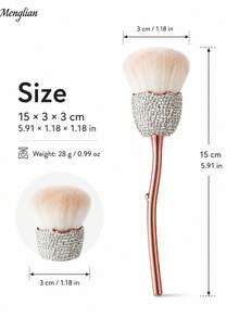 1 pieza Brocha de maquillaje con abanico de strass, brocha suave y esponjosa para polvo & iluminador con mango brillante, brocha facial para rubor, bronceador, fijación & maquillaje de viaje de verano - Multicolor - Ver 7