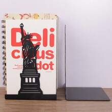 1Pc Creative Metal Bookend, Multiple Styles Statue Of Liberty, Guangzhou Landmark & Prayer Hall Designs, Black Wrought Iron Sturdy Anti-Slip Book Holder, Decor For Thick Books, Perfect Desk Ornament & Holiday Gift For Study, Kitchen And Office. - Multicolor - View 15