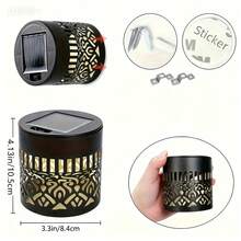 2pcs Solar Fence Lights,  Durable Metal Solar Powered Outdoor LED Lights With Mandala Cut-Out Theme, Waterproof Weather-Resistant Decorative Atmosphere Night Lights For Garden Patio Deck Step Wall Driveway Yard Fence Decoration9(IP44) - 曼陀羅 - 查看 3