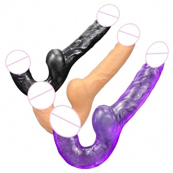 1pc Realistic Double-Ended Dildo, Clear Texture, Upward Curved Tip, Soft And Comfortable, Smooth Touch, Dual-End Use, Smooth Insertion, Versatile For Personal Exploration