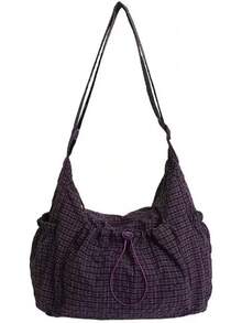 Bolso bandolera de nailon para mujer, ligero, con correa ajustable y múltiples bolsillos - Morado - Ver 2