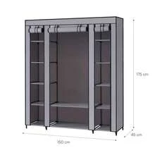 Baroni Home Armadio in Tessuto Richiudibile, Mobile Pieghevole Salvaspazio con Struttura in Ferro per Camera da Letto, Cabina Armadio, Grigio 12 Scomparti - 12 scomparti - Visualizzare 2