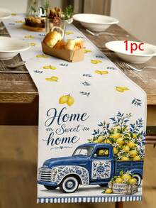 1pc Summer Lemon Pattern Table Runner, Placemat, Pillowcase. Pastoral Style, Spring/Summer Home Kitchen Decor, Suitable For Spring/Summer Home Kitchen Decoration And Party Decoration - Multicolor - View 15