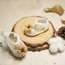 Handmade Woven Infant Shoes Soft Sole Sandals Gift Shoes Breathable Skin-Friendly Infant Shoes Floral Decorated Infant Sandals - White - View 3