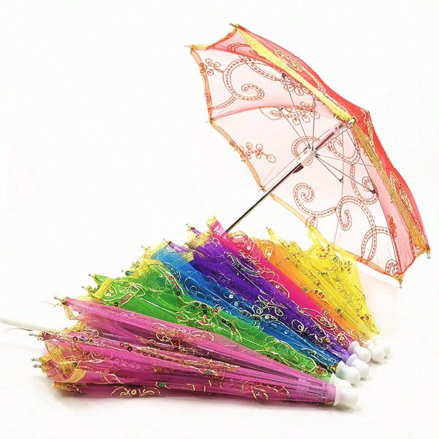 1件裝 40cm迷你蕾絲刺繡傘 手工傘 舞台表演裝飾道具傘 舞蹈傘