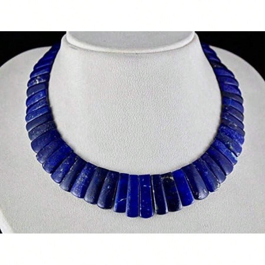 Collar de cuentas de lapislázuli azul natural, 16 pulgadas, de 26 mm a 12 mm - 1 - Ver 1