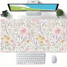1pc Cute Floral Desk Mat Pink Flowers Plant Mouse Pad XXL Large Extended Gaming Mousepad Women - Mouse Pad - View 7