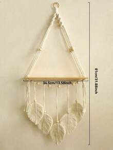 1Pc/2pcs Handwoven Leaf Wall Hanging Shelves,Boho Home & Bath Decor,Bedroom & Living Room Wood Wall Shelves,Elegant Wall Shelf For Terrace,Easy Install, All Seasons,Halloween & Christmas Gift-For Bathrooms,Bedroom,Living Roomsthe - Beige - View 11