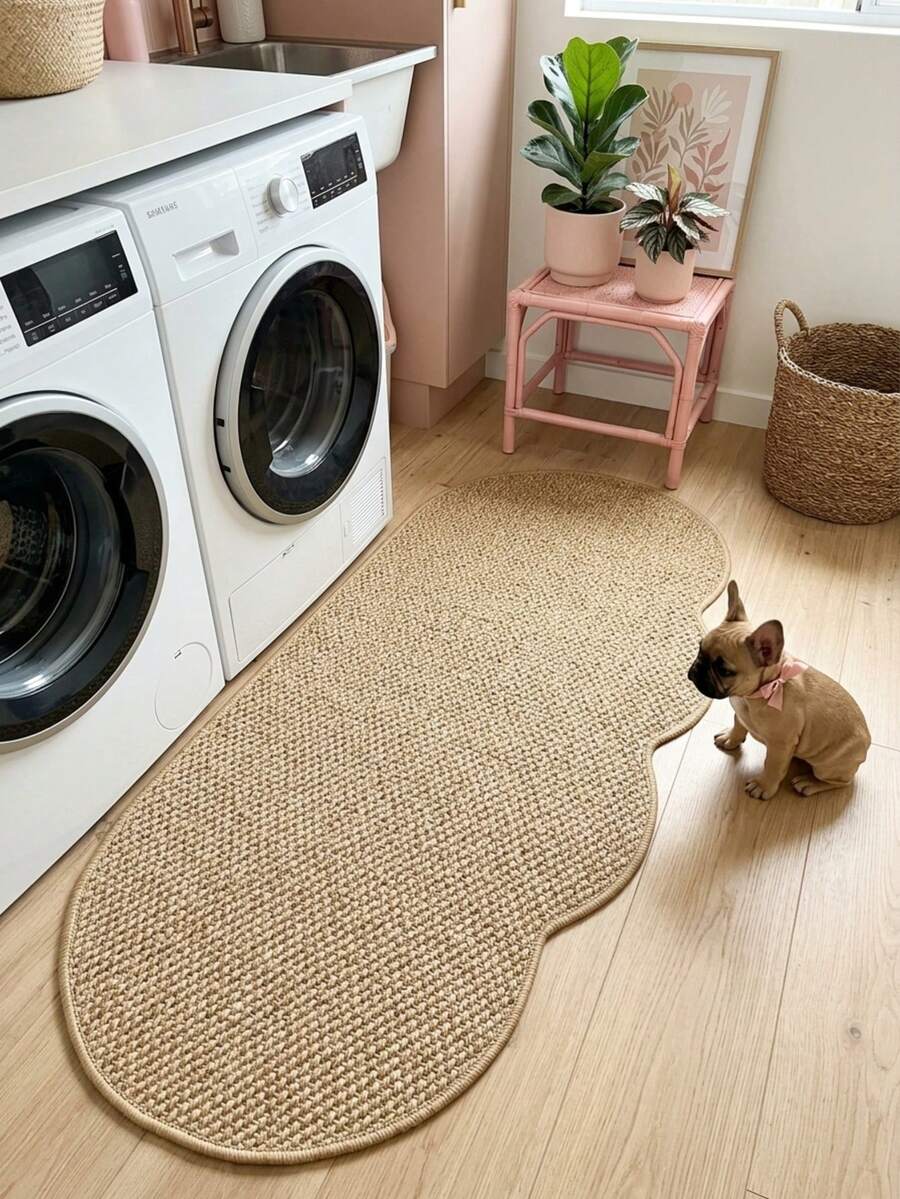 1pc Faux Jute Area Rug, Living Room Carpet, Rug, Living Room Area Rug, Small Area Rug, Mat, Home Decor, Large Living Room Carpet, Round Rug, Living Room Home Decor, Room Decor, Washable Carpet - Multicolor 5 - View 1