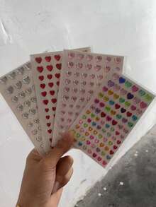 2 piezas de pegatinas de strass 3D para la cara, patrón de corazón con ojo rasgado, colores brillantes, decoración de maquillaje para fiesta, duraderas, estilo Y2K, para Navidad, San Valentín y festival de música, decoración con brillo para cara, Body, uñas y cabello - Multicolor - Ver 13