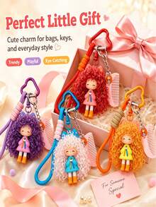 Nai Fu Doll Pendant Cartoon Fluffy Girl Keychain Pendant Women's Bag Charm Small Gift Key Ring Car Key Decoration Pendant Accessory - Multicolor - View 3