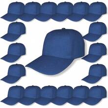 Genérico 50 Gorras Económicas de Acrilico, Lisa, Cachucha Unisex, Ajustable, Ideal para Bordar y Campañas Publicitarias.Seis Paneles - Azul marino - Ver 4