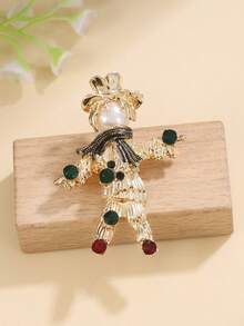 1pc Scarecrow Brooch, Creative Personalized Cartoon Pin Brooch, Clothing Bag Badge Accessory - Gold - View 4