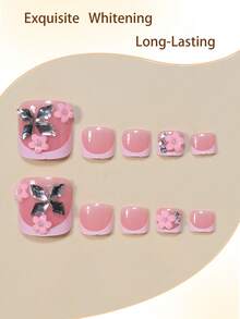 Bộ 24 móng giả vuông ngắn, thích hợp cho mùa hè, thiết kế bướm pha lê 3D với cánh hoa màu sâm panh lấp lánh và kim cương hồng, hoàn hảo cho các chuyến đi chơi mùa hè, bãi biển và các dịp hè khác. Bao gồm 1 miếng dán gel, 1 dũa móng và 1 miếng dán móng. Bộ dụng cụ làm móng nghệ thuật. Giao hàng ngẫu nhiên gel dạng gel. - Nhiều màu - Xem 2