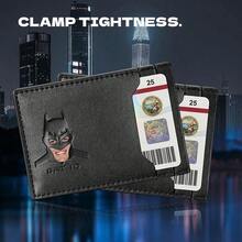 Leather Bat Wallet, Superhero Card Holder With Multiple Card Slots, Face Eyes Cutout Card Holder, Personalized ID Wallet - Black - View 5