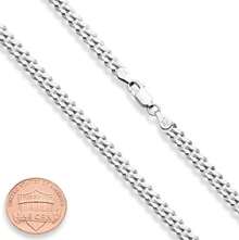 Miabella Cadena de Eslabones Cubanos de Plata de Ley 925 Sólida, Corte Diamante de 5mm, para Hombre y Mujer, Hecha en Italia - Longitud: 22 pulgadas (longitud media para hombre) - Ver 3