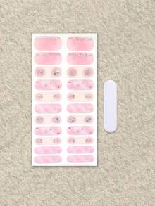 22款防水免烤凝膠美甲貼,全覆蓋酷感美甲貼片,美白指甲貼批發 - 淺粉色 - 查看 3
