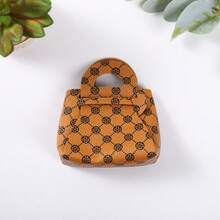 1pc Vintage Print PU Leather Mini Bag Charm Keychain, Suitable For Back To School Season, Student Backpack Accessory, Coin Purse Decoration - Multicolor - View 9