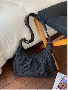 Bolso bandolera de nailon para mujer, ligero, con correa ajustable y múltiples bolsillos - Negro - Ver 7