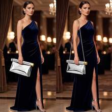 Bolso de mano de piel sintética desmontable con cadena para hombro y noche, bolso de mano para mujer, formal, boda, fiesta, baile de graduación - grande plateado - Ver 3