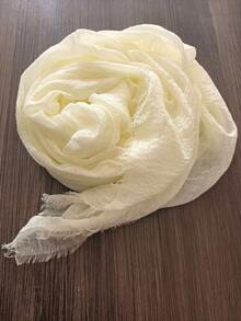 1 Peça Novo Lenço de Algodão e Linho de Cor Sólida para Mulheres Primavera/Verão Lenço de Cor Sólida Japonês/Coreano Proteção Solar Xale Quente Simples Retrô com Franjas Versátil de Seda - Multicolorido - Visão 3