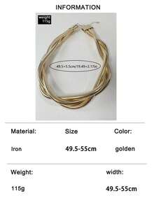 imoli 1 Set/Kalung Lilit Elastis Berlapis Logam Tebal Bertekstur Tabung Ular Gaya Bohemian, Cocok untuk Liburan Pantai Musim Panas Wanita, Kantor Sehari-hari, Hadiah Perhiasan Pesta Koktail - 33138-nek-G-EP - View 9